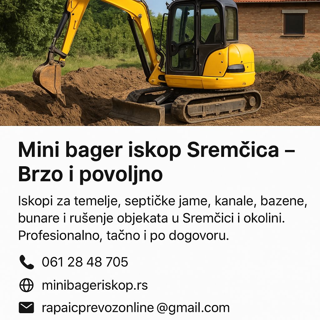 Mini bager iskop Sremčica – Brzo i povoljno