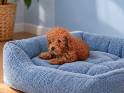 Red toy poodle puppies